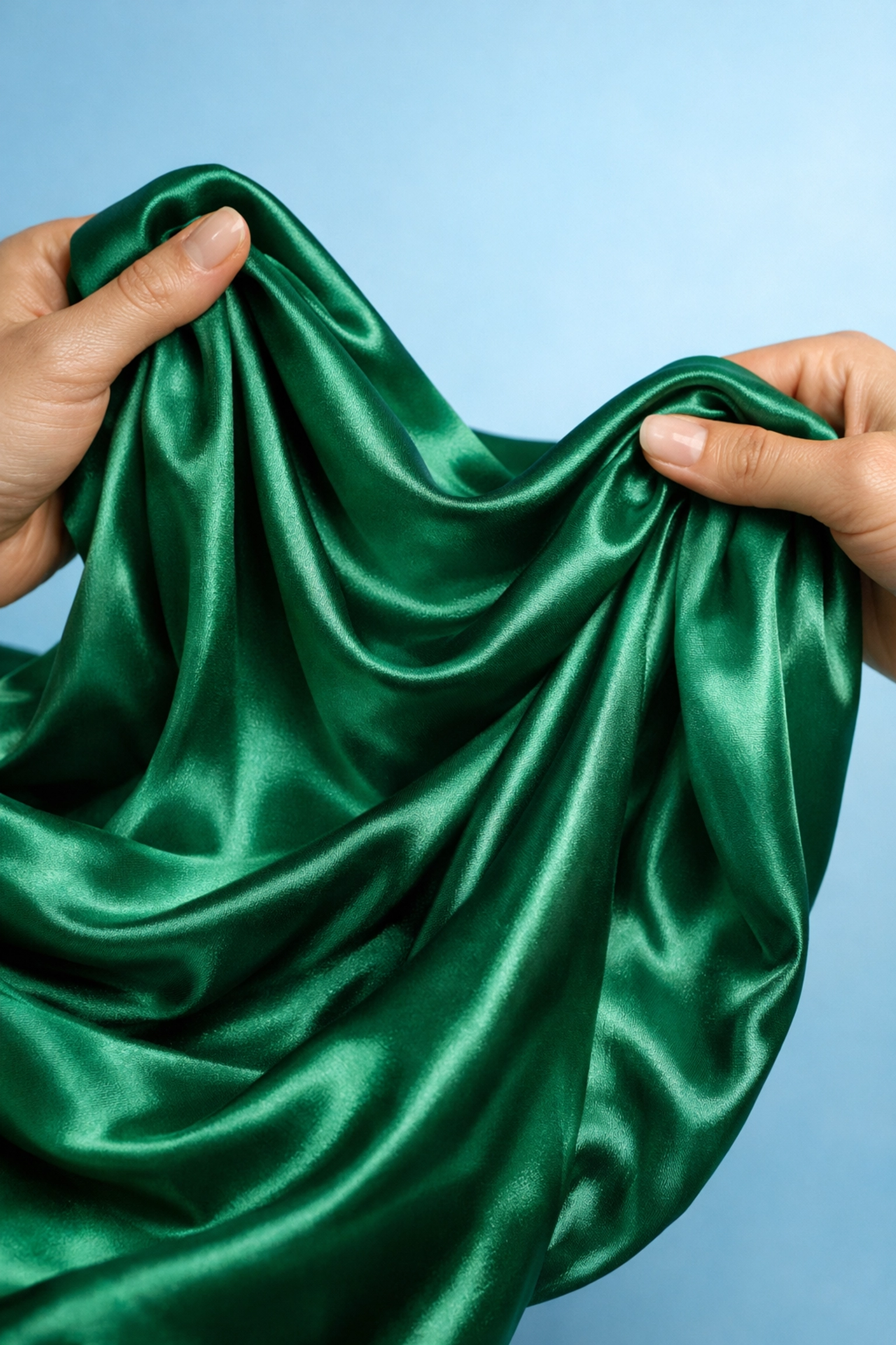 Luxurious silk fabric for kaftan showing natural sheen and fluid drape quality