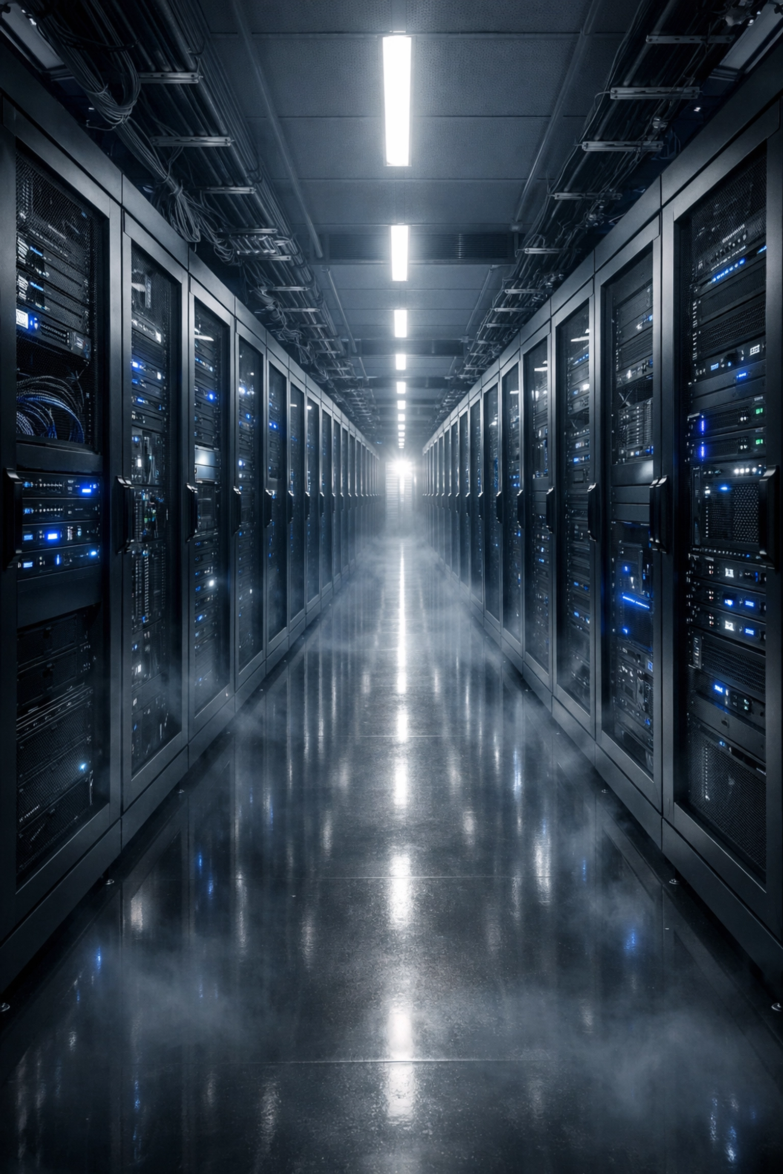 Enterprise datacenter server room with modern private cloud infrastructure and VMware solutions