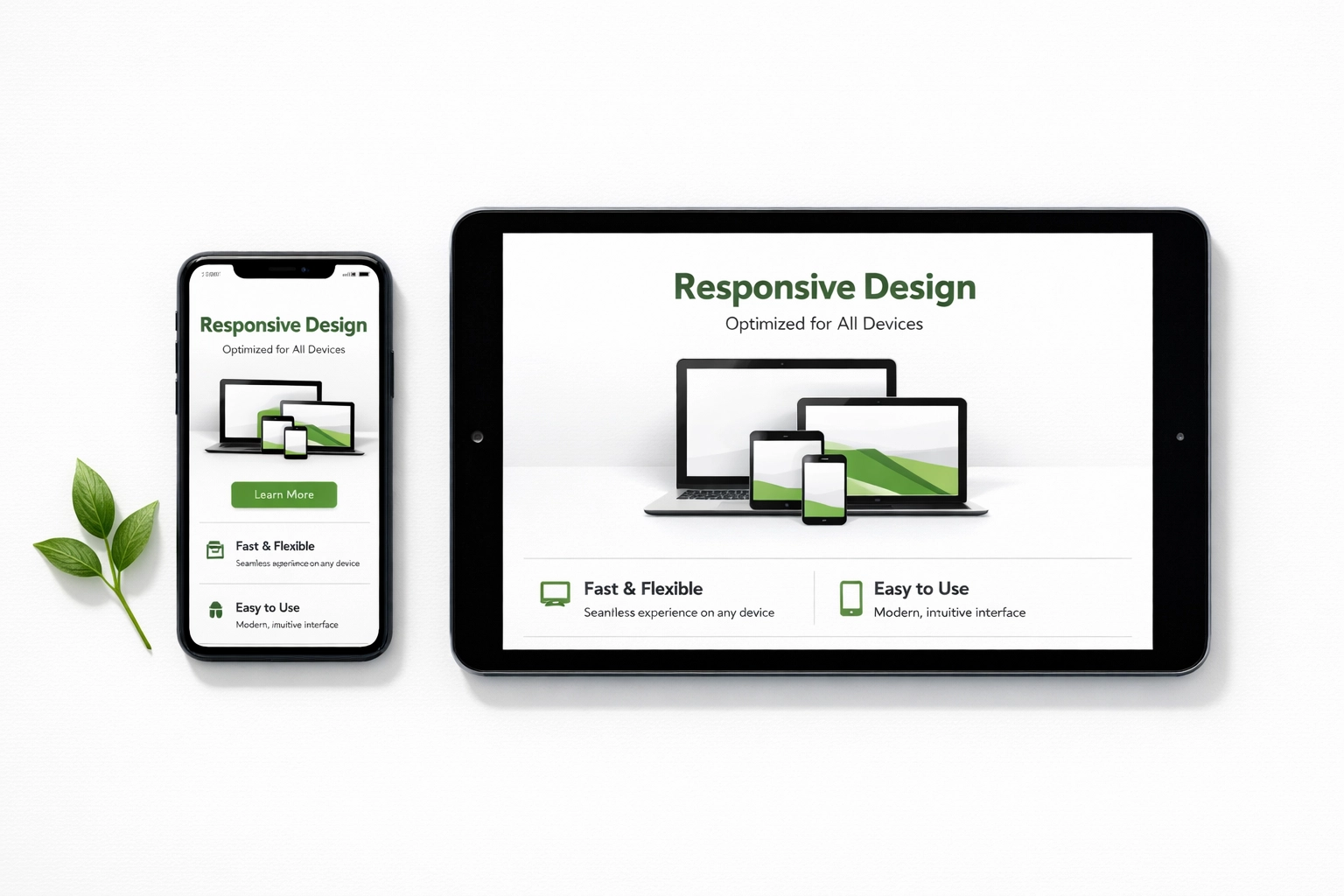 Mobile-responsive website displayed on smartphone and tablet for optimal user experience