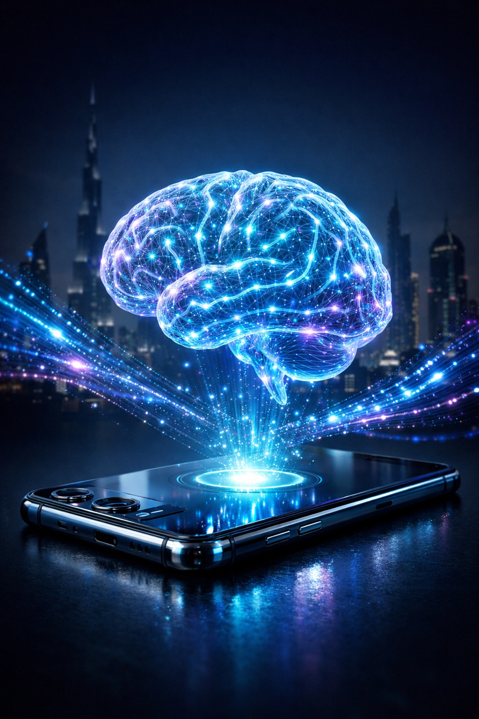 AI-powered personalization technology with holographic interface for Dubai luxury brands