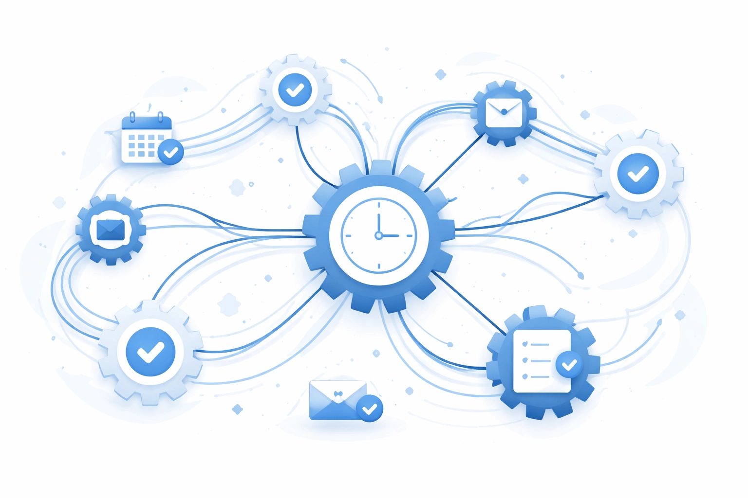 Illustration of automated workflows reducing manual tasks for business website efficiency