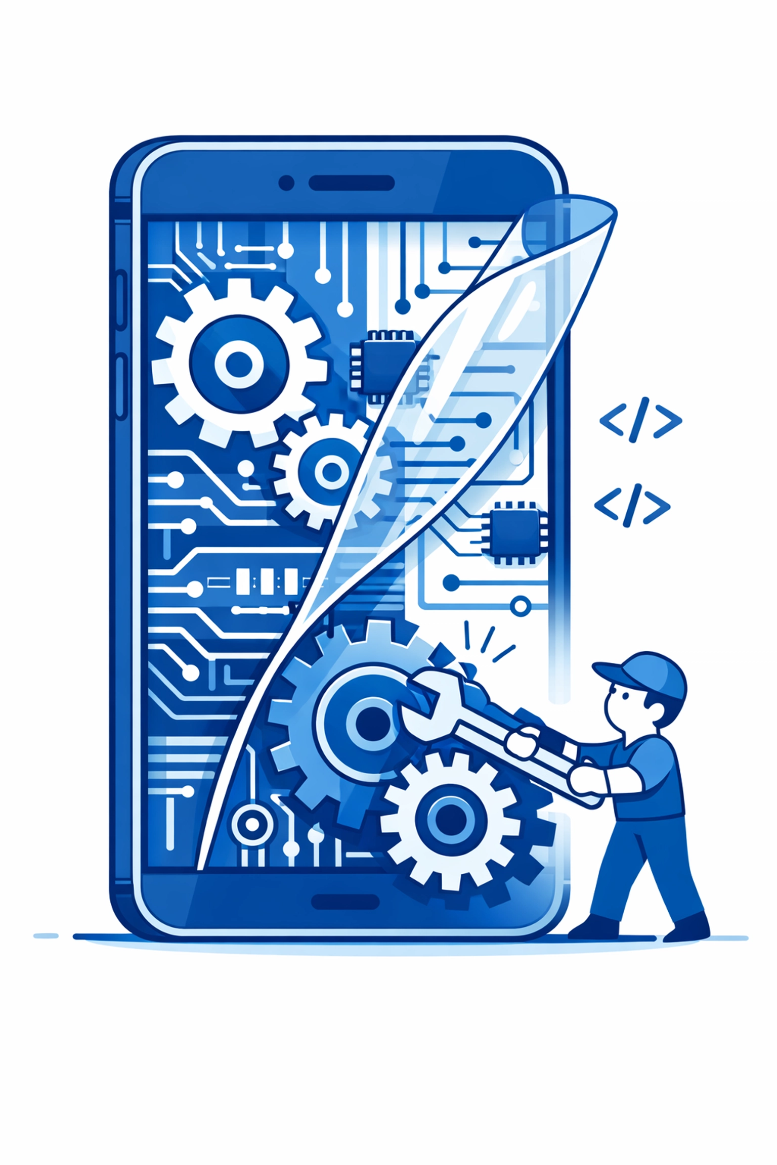 Technical SEO fine-tuning on a smartphone to improve mobile website speed and performance.