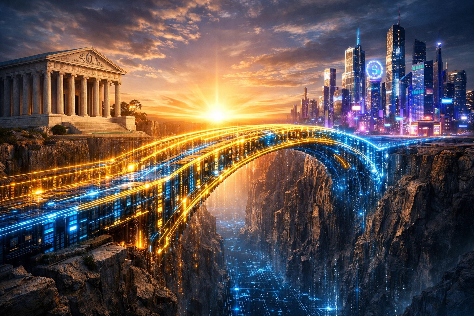 Digital bridge connecting traditional law to Web3 commerce under the CLARITY Act framework.