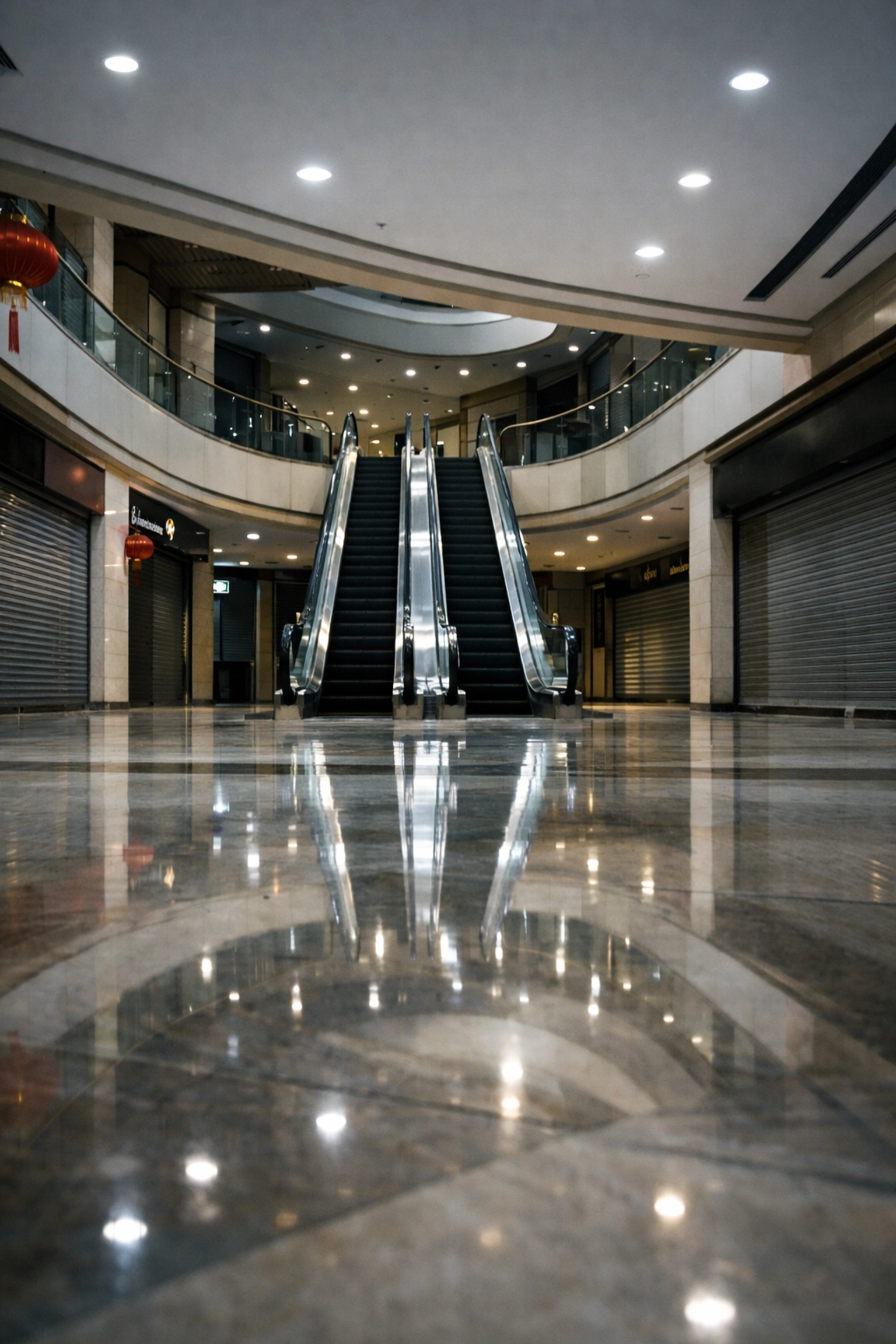 Empty shopping mall in China reflecting weak consumer demand and declining retail spending