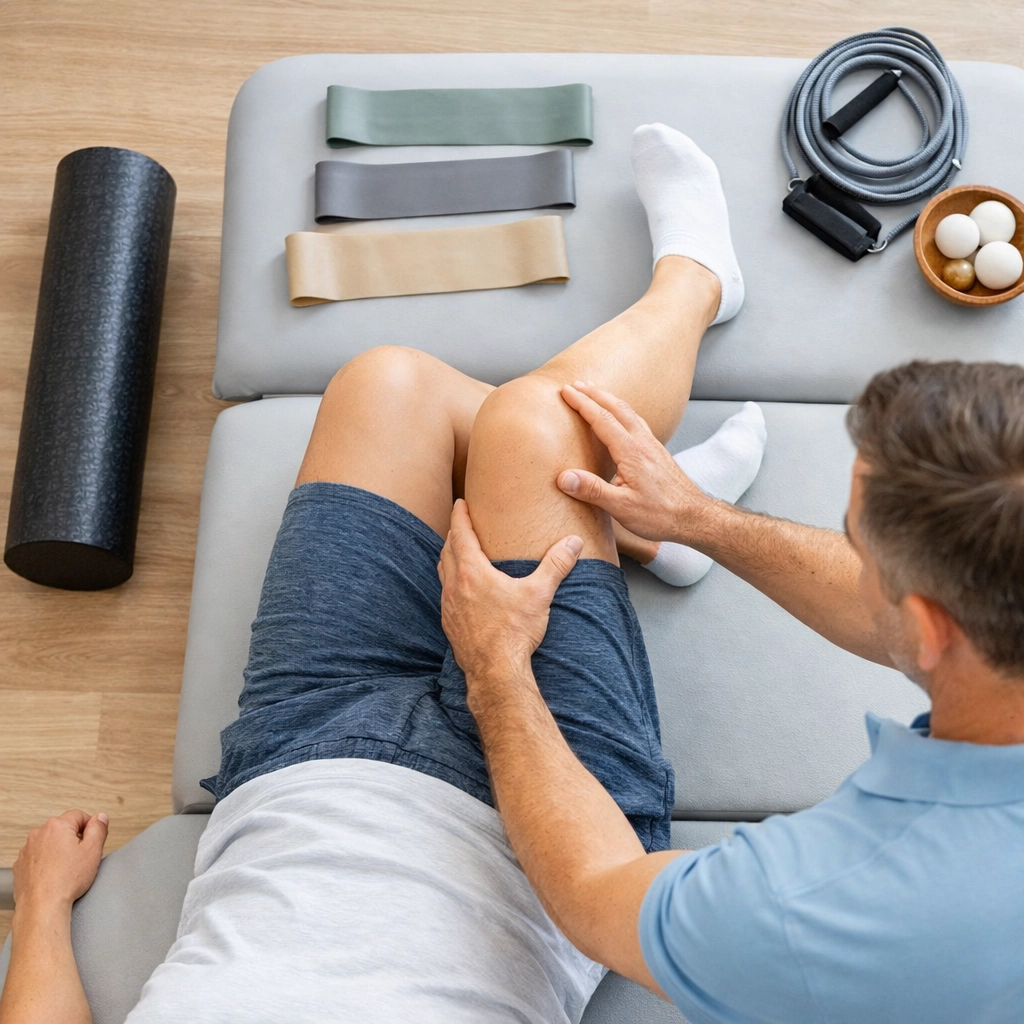 Multiple therapeutic exercises and tools used in holistic pain management approach