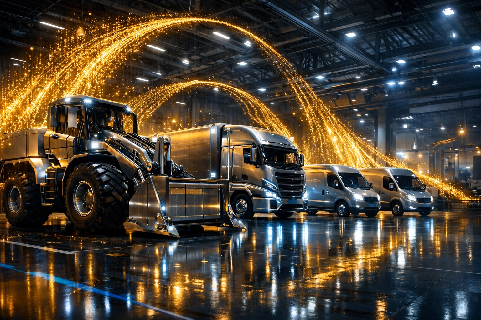 Industrial hub with machinery and delivery fleets illustrating the power of working capital for business expansion.