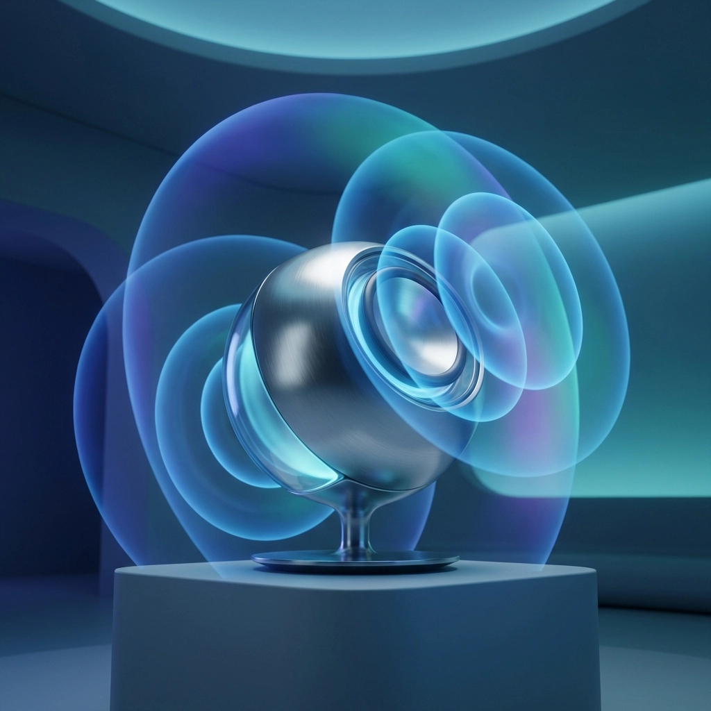 Grafik: Wasseroberfläche mit konzentrischen Wellen – Kugelschall als Natur-Analogie