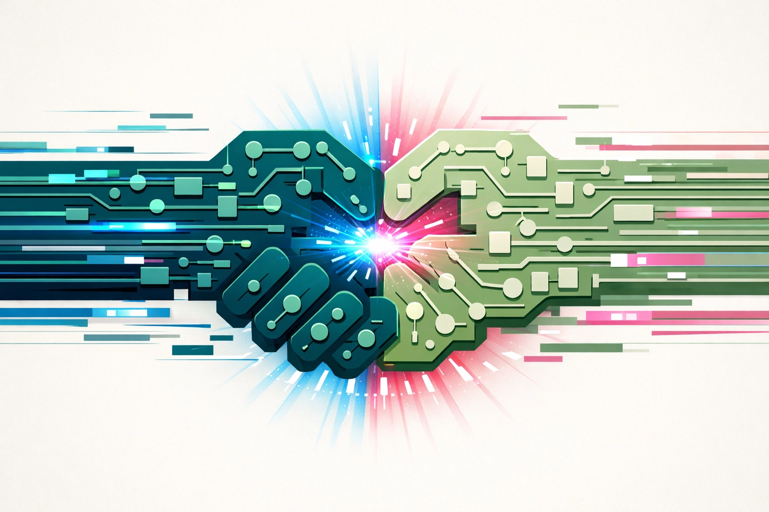 Abstract interlocking data nodes representing the technical integration of GA4 Consent Mode signals.