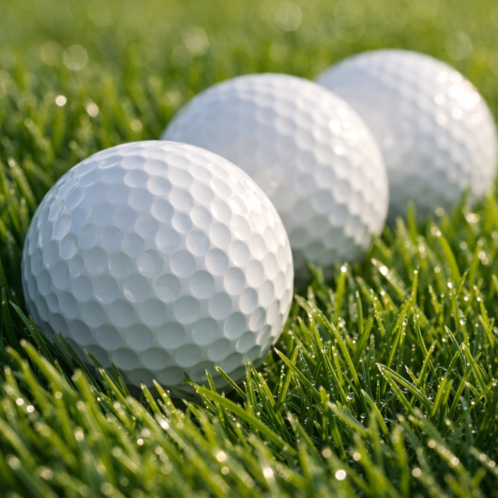 Premium professional golf balls on green grass, ideal for high-quality corporate golf gifts.