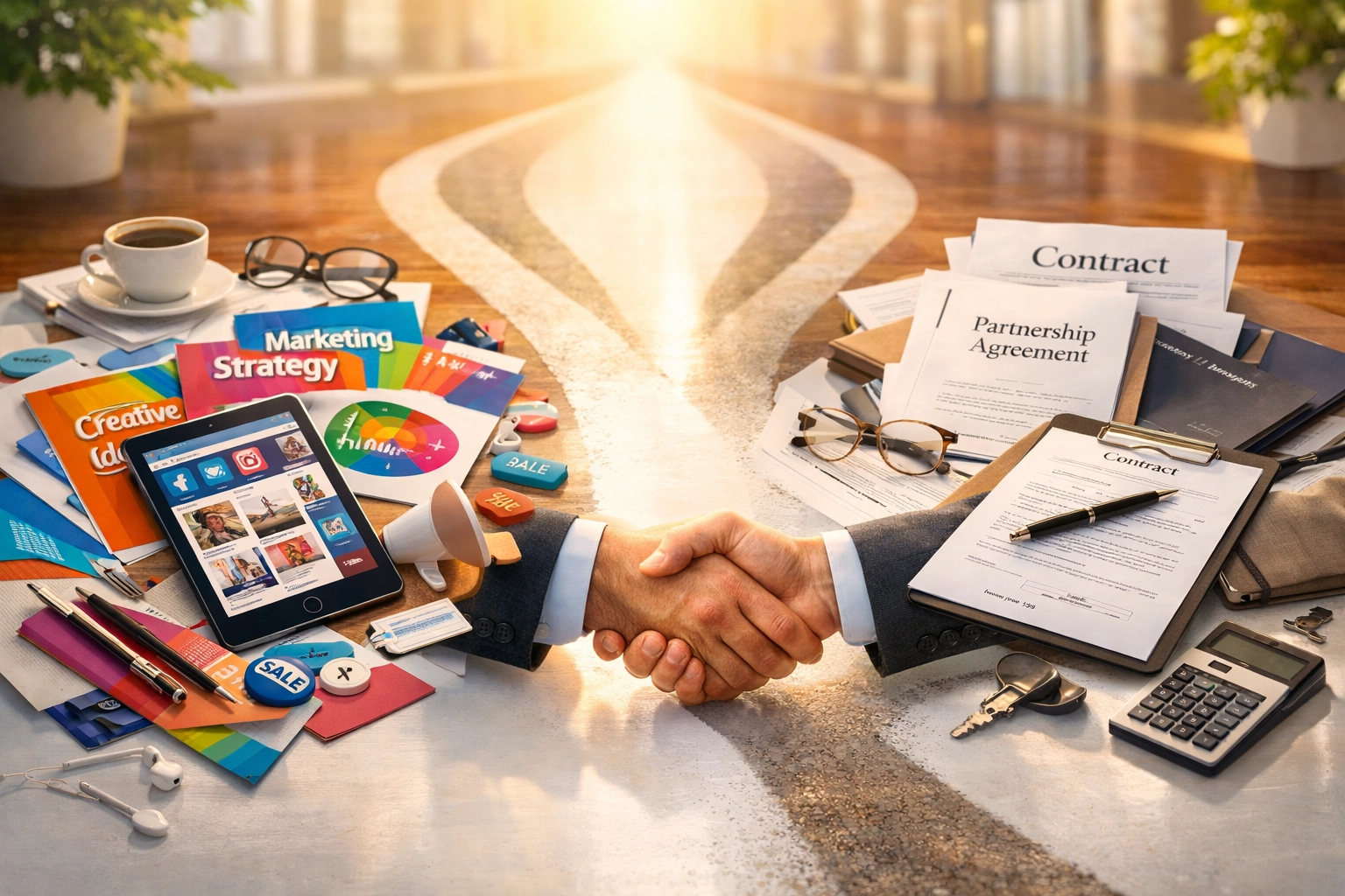 Cause marketing materials and sponsorship documents merging into unified nonprofit partnership