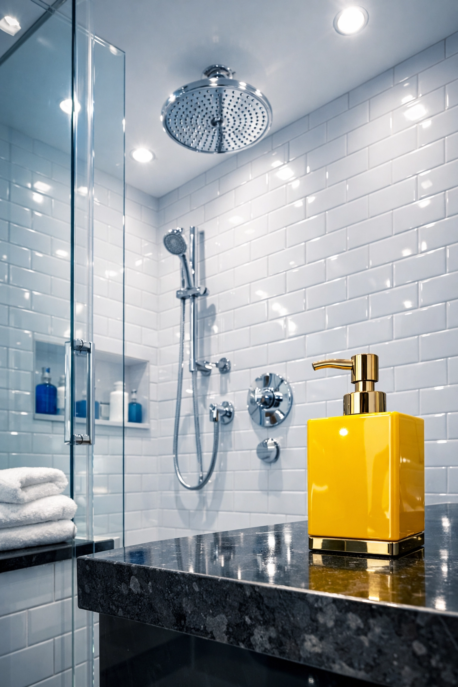 A sparkling luxury bathroom after a professional deep cleaning service in Westborough with polished fixtures.