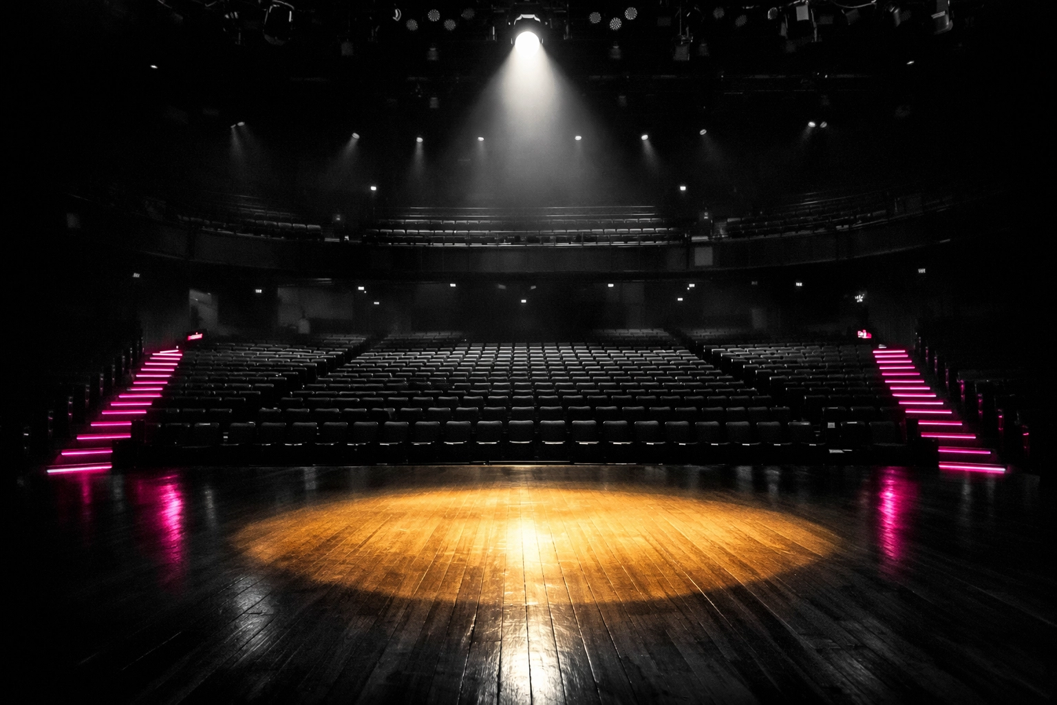 Empty stadium from stage perspective symbolizing building your own platform and infrastructure