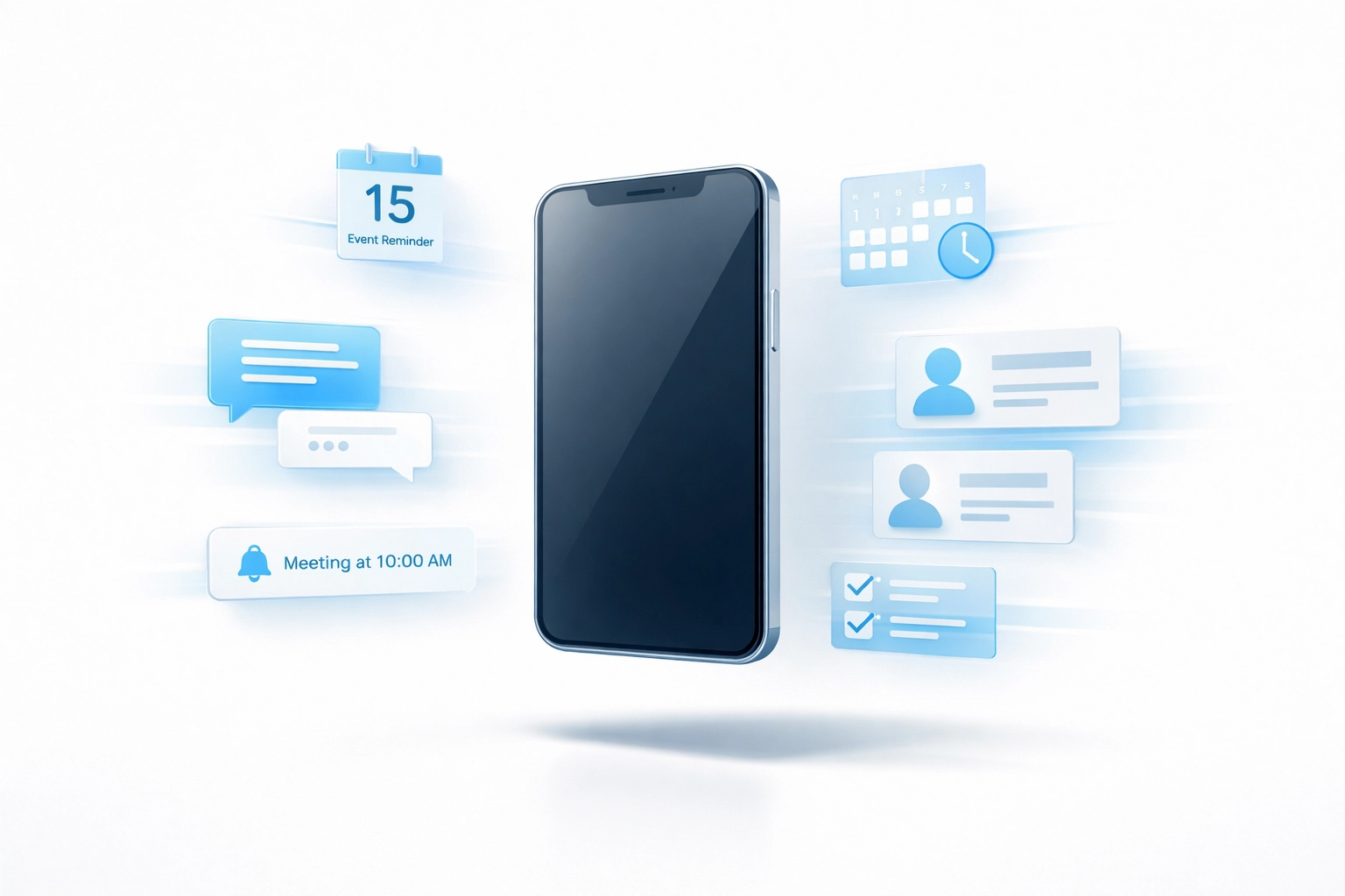 Smartphone displaying automated CRM notifications for real estate client inquiries and follow-ups