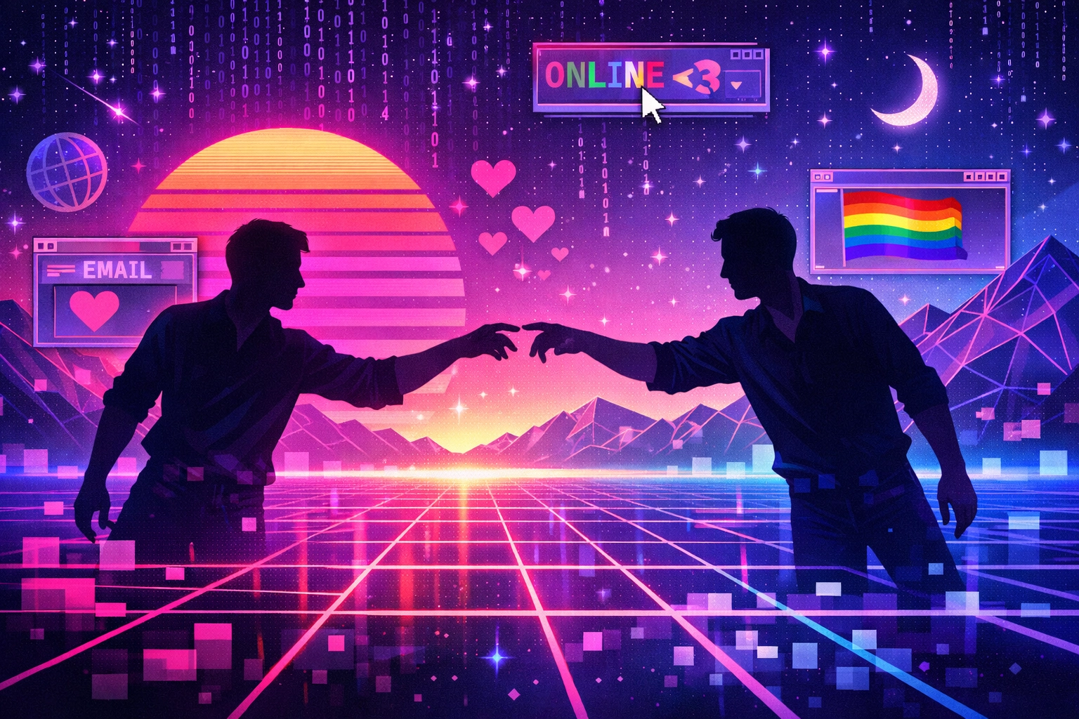 Gay men finding digital romance across the early internet in the 1990s