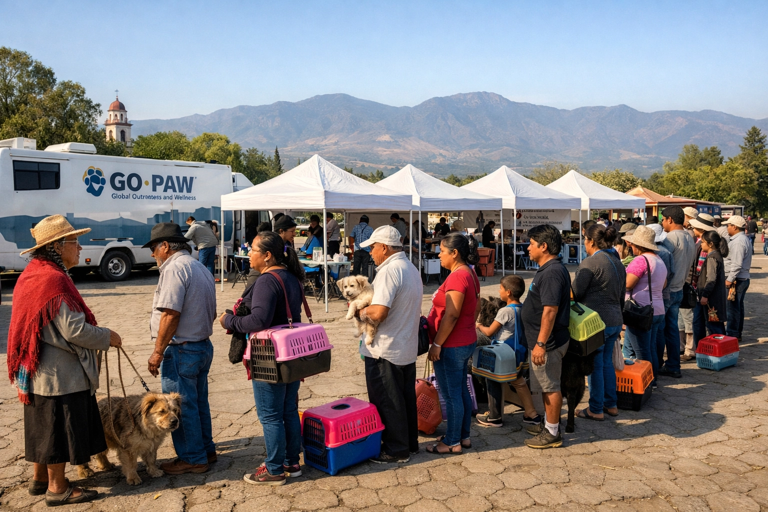 A GO•PAW mobile spay and neuter clinic serving a rural community in Oaxaca, Mexico.