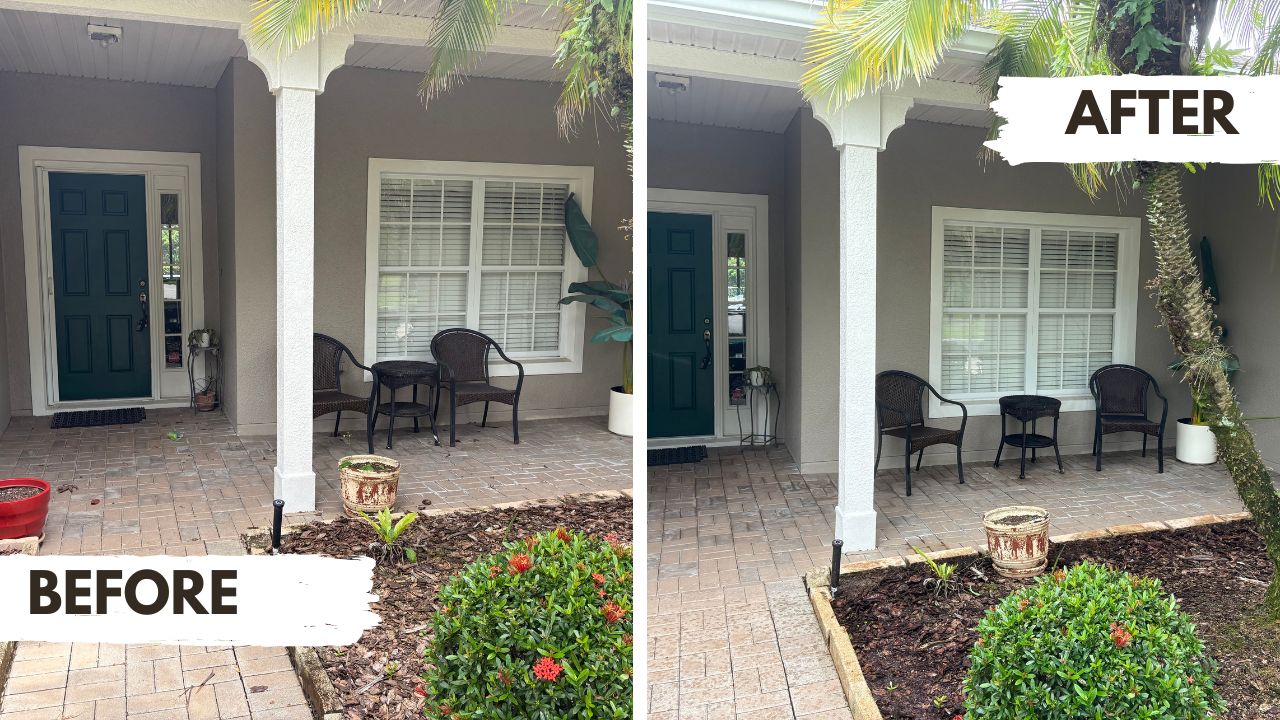 A refreshed porch and brightened trim significantly increase the perceived value and beauty of a home