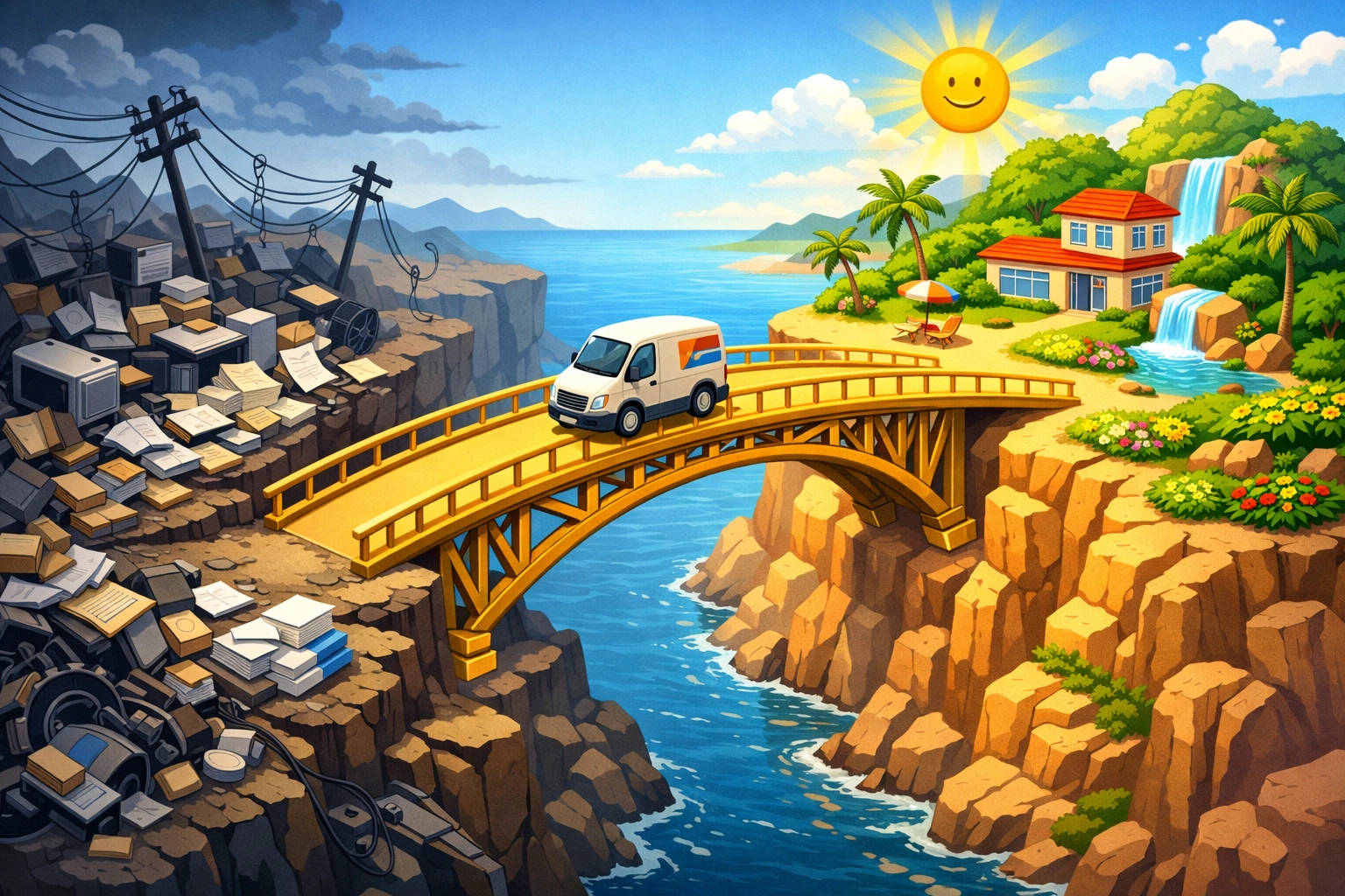 Strategic enquiry response framework illustration showing the bridge to organized SME business growth.