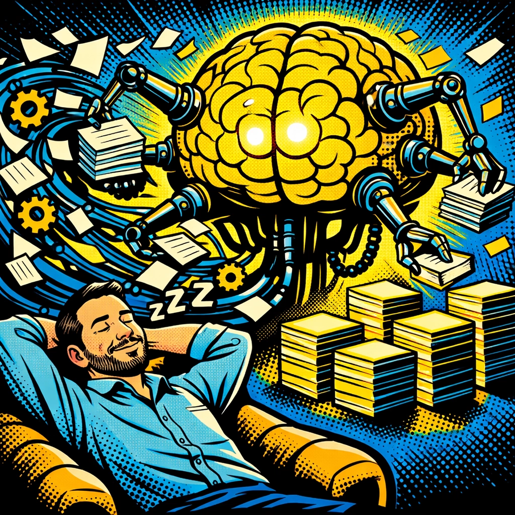 AI virtual assistant for business organizing chaotic files while the owner sleeps peacefully.