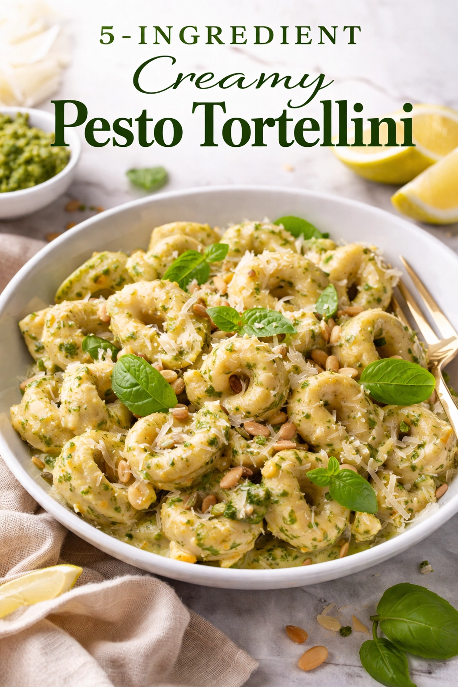 5-Ingredient Creamy Pesto Tortellini
