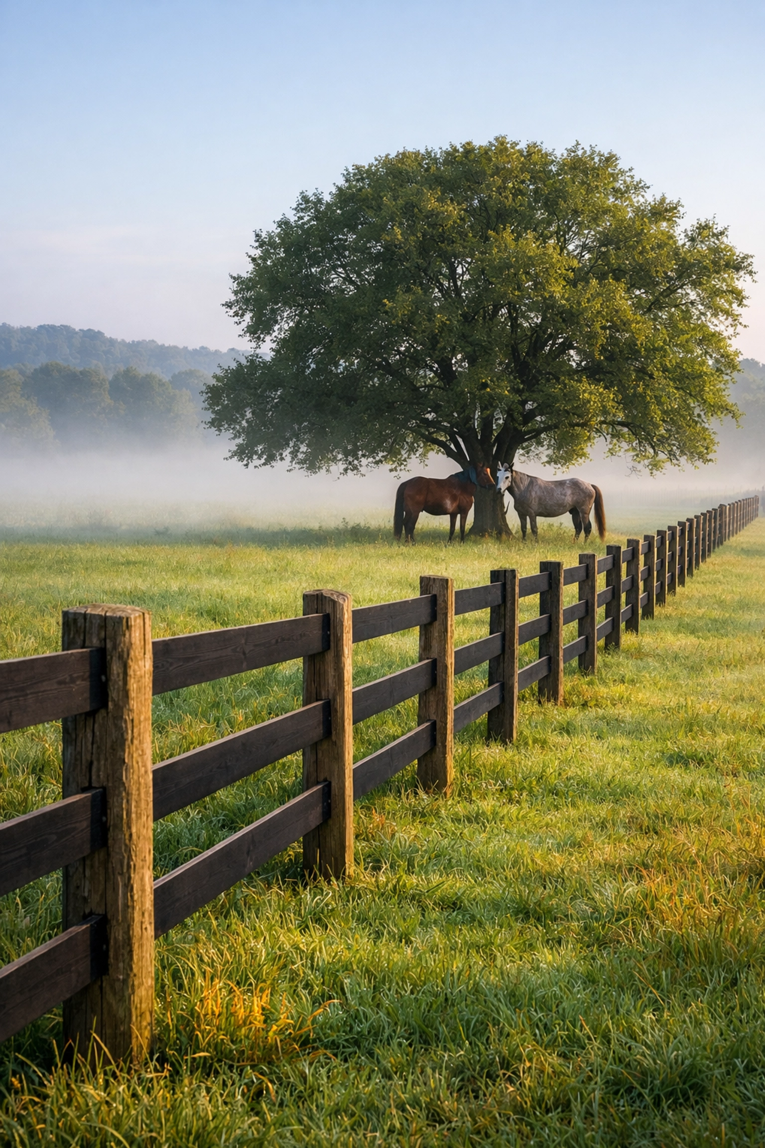 Well-maintained horse pasture with board fence in Waxhaw North Carolina equestrian property