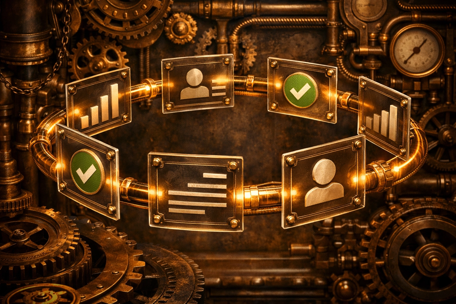 A circular data flow visualization representing professional automation consulting services for business growth.