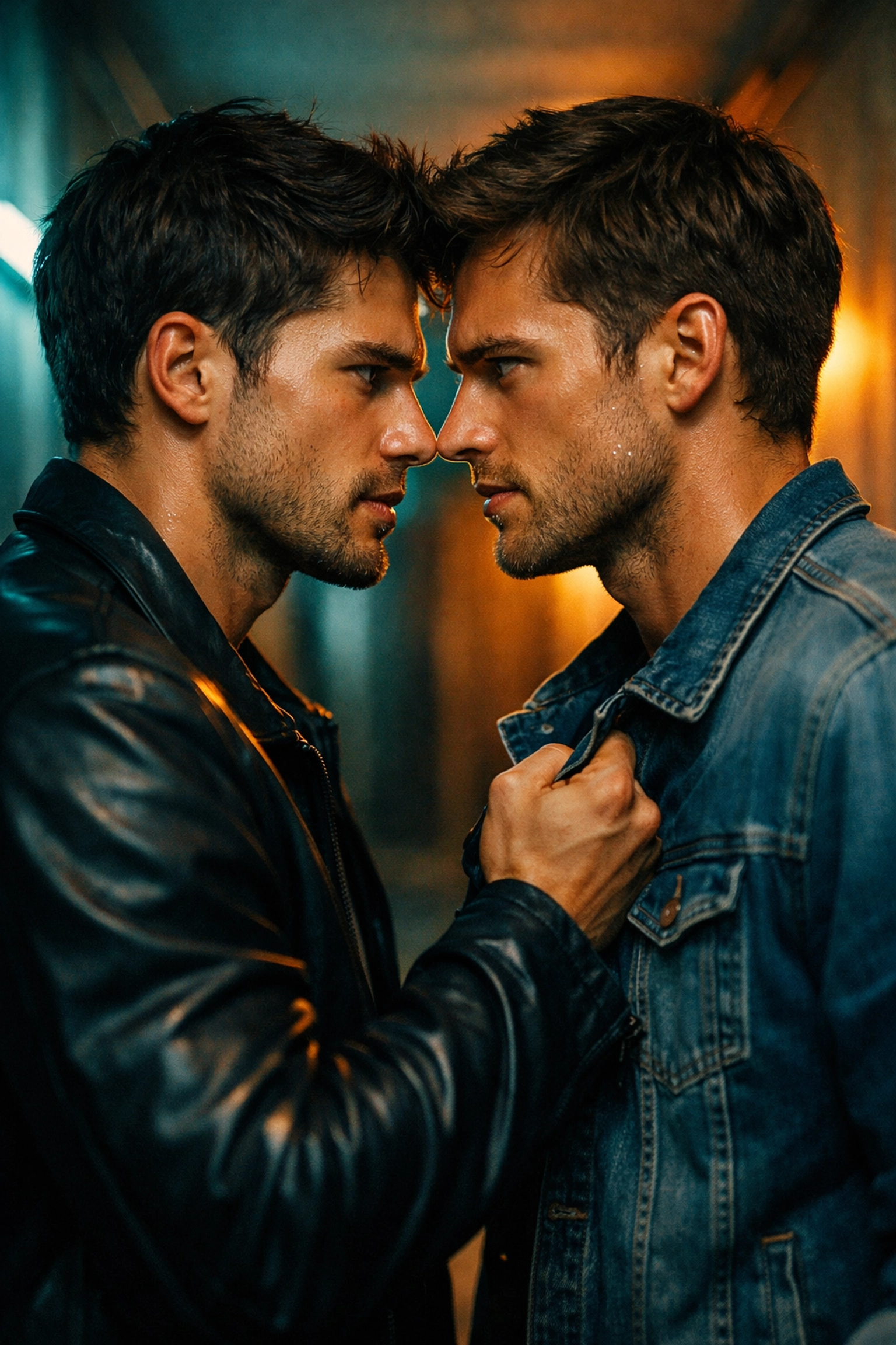 Two men in a high-tension standoff, representing the intense friction of MM enemies-to-lovers books.