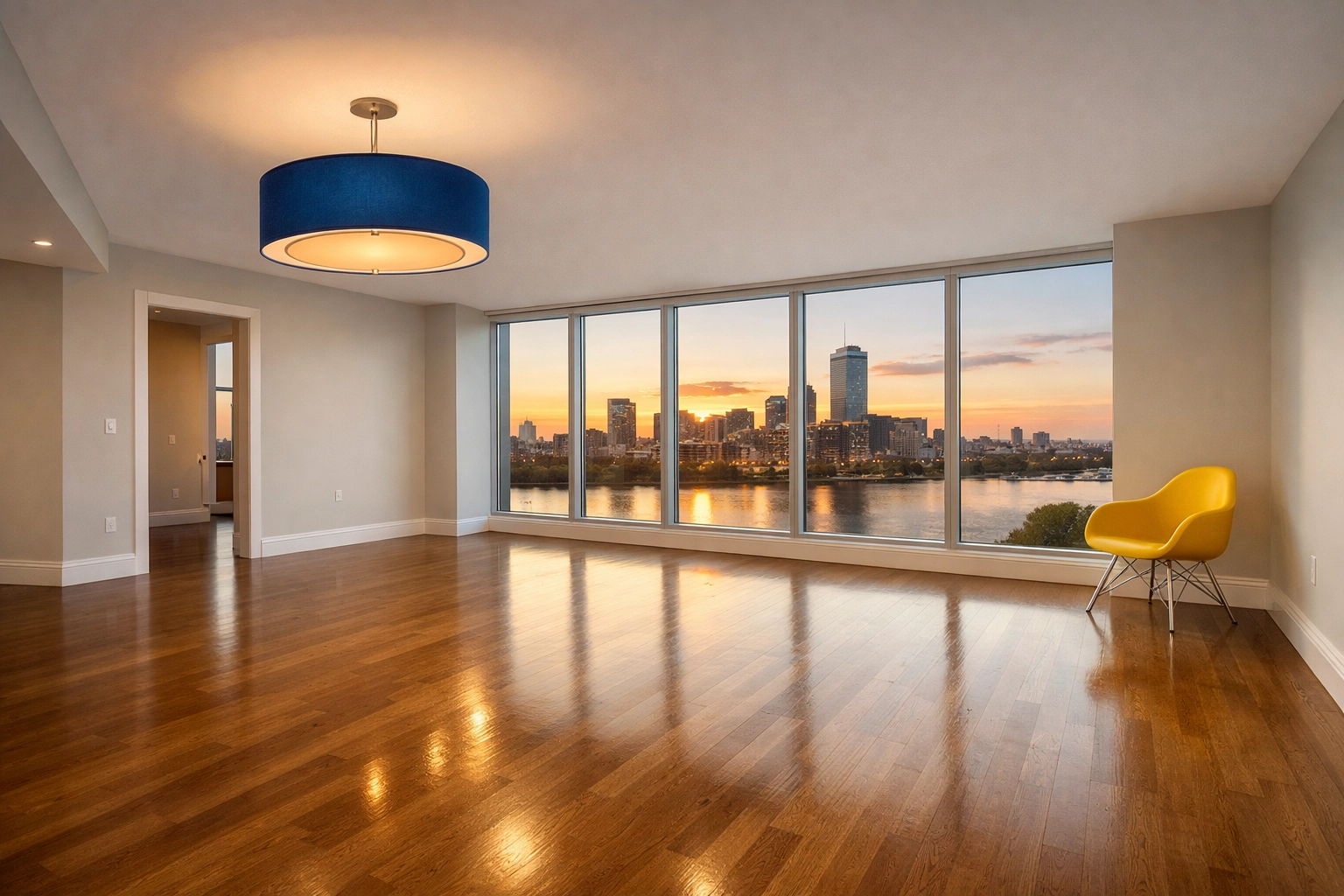 Pristine empty apartment near Kendall Square after a professional move-out cleaning Cambridge service.