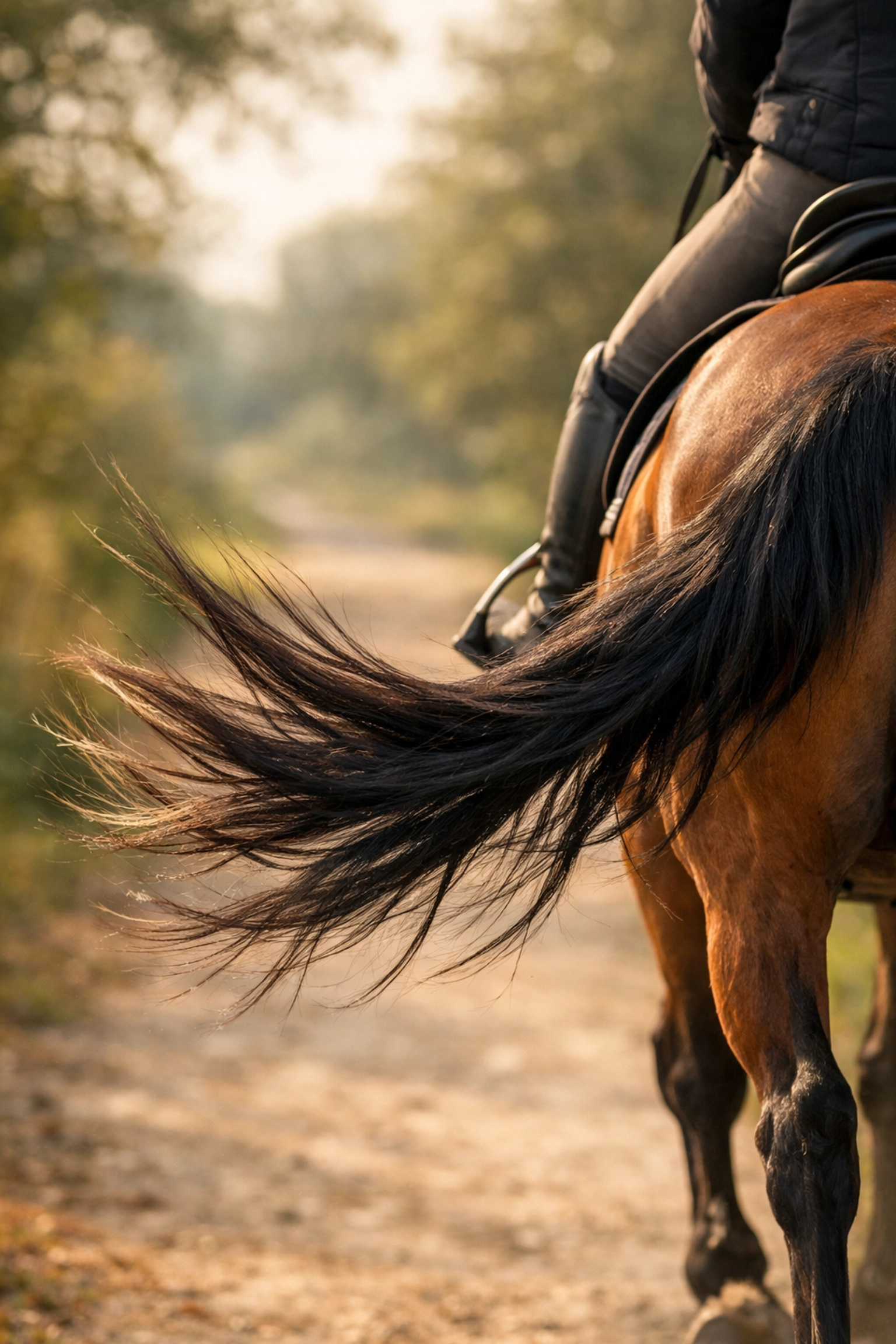 Horse swishing tail while being ridden - a sign of saddle discomfort