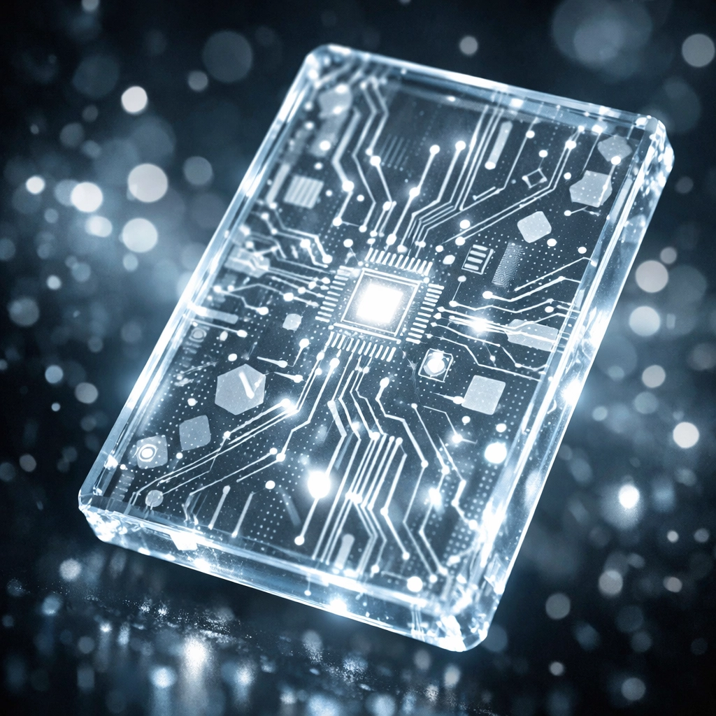 A secure glowing digital card representing an NFT receipt for transparent blockchain transactions.