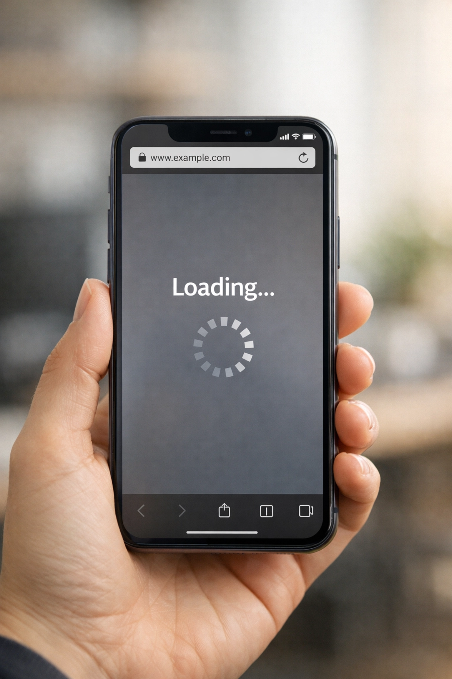 Mobile website loading on smartphone testing Core Web Vitals