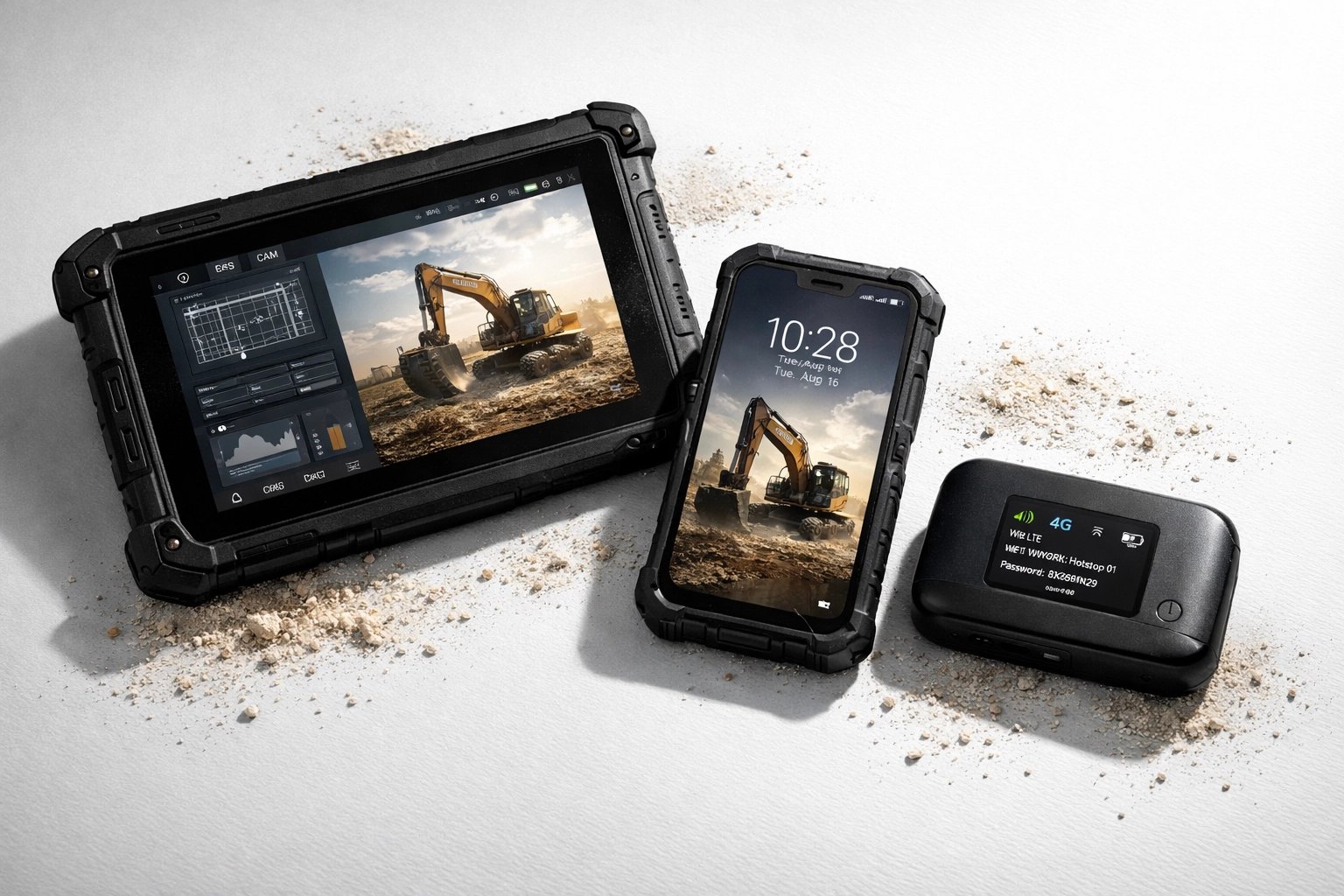 Rugged tablets and smartphones designed for construction site durability