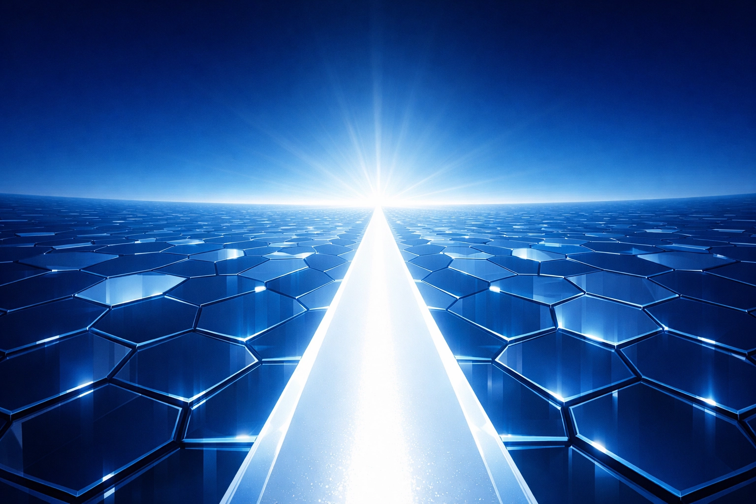 A bright digital path leading through a vast landscape, symbolizing a clear business automation roadmap.