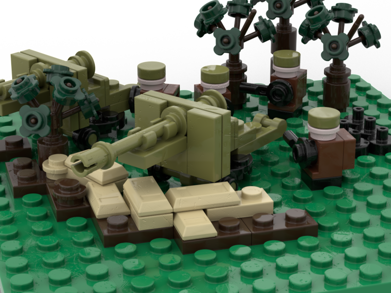 LEGO-compatible WWII Anti-Tank Gun Emplacement LEGO Model