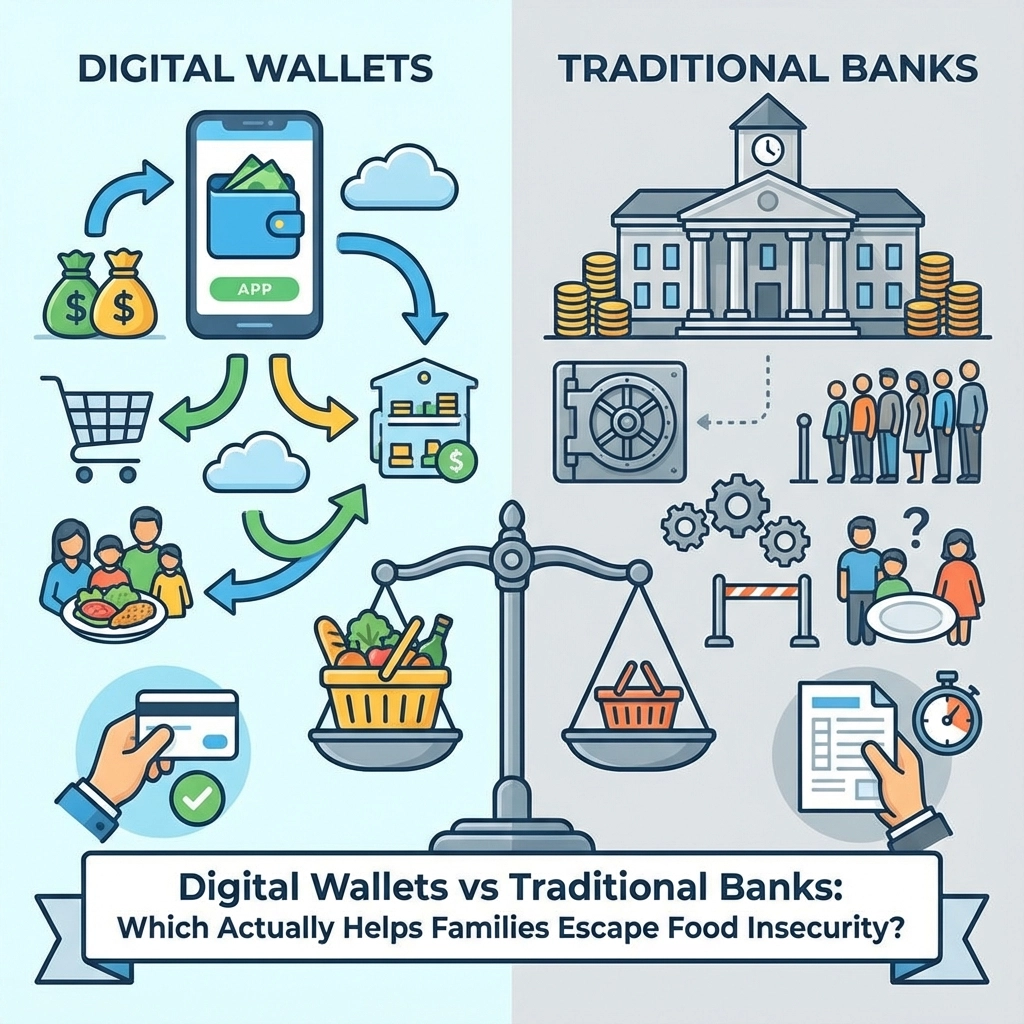 Digital Wallets vs Traditional Banks: Which Actually Helps Families Escape Food Insecurity?