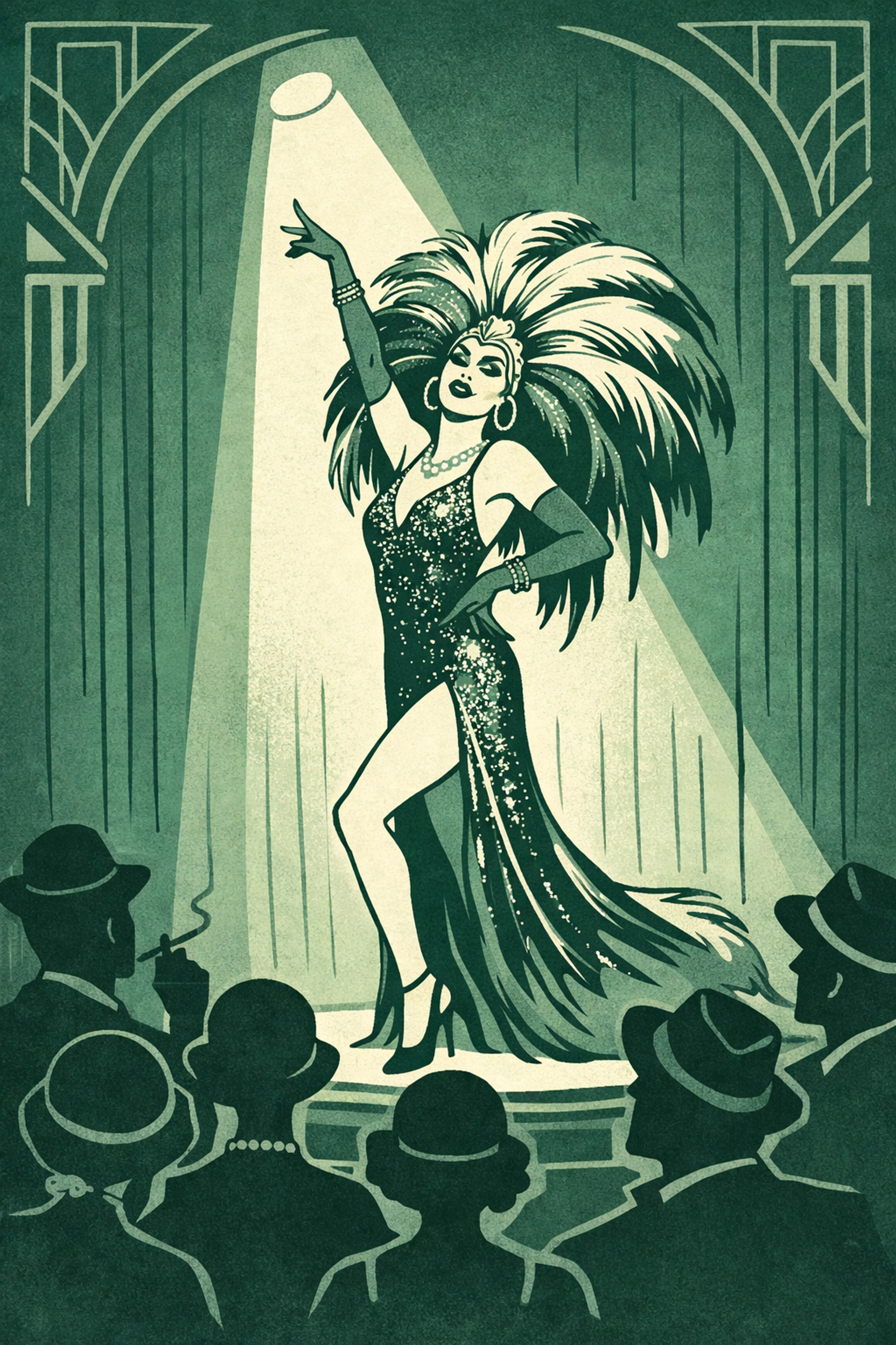 Drag performer on stage at El Dorado Berlin during the Weimar Republic era