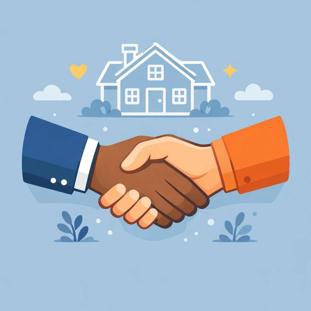 Alianza entre familia y realtor experto para facilitar el proceso de compra de casa.