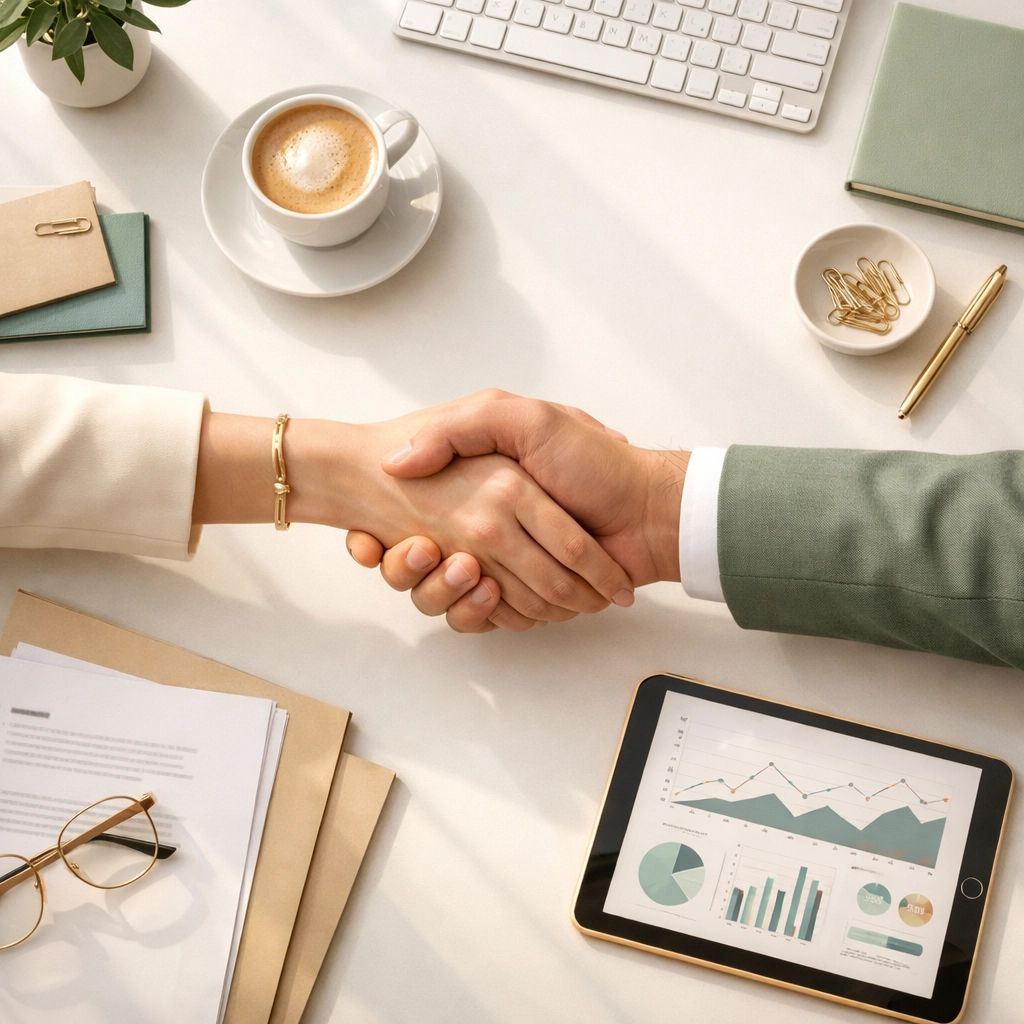 Business handshake symbolizing trust and partnership building between referral sources and healthcare providers