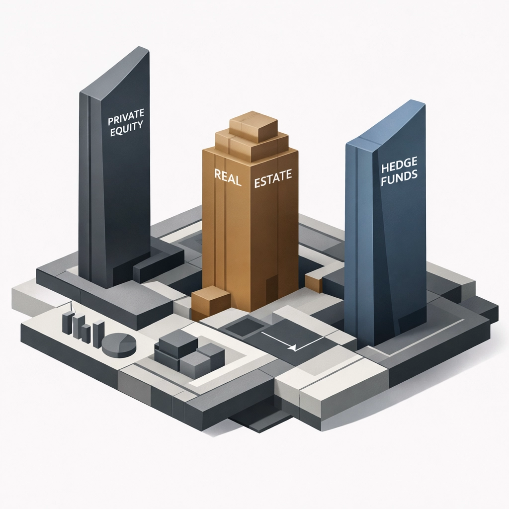 Three pillars of alternative investments: private equity, real estate, and hedge fund strategies