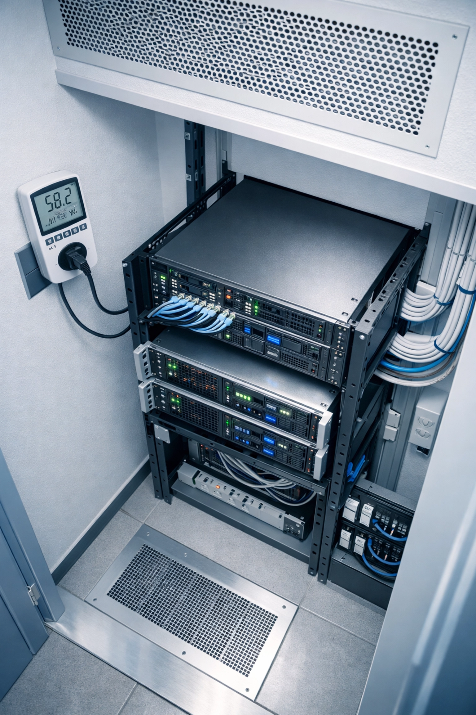 Cost-efficient virtualized server room with organized infrastructure for SME scalability