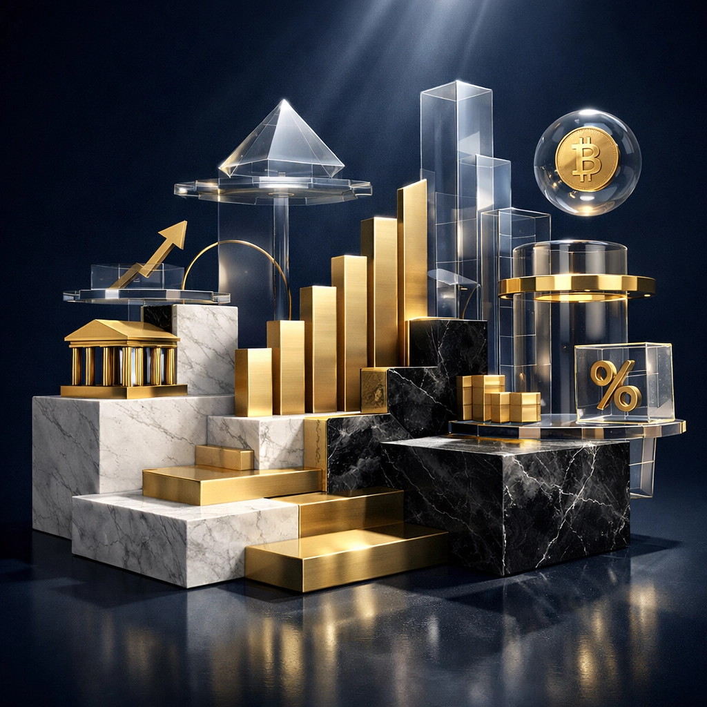 Alternative investment portfolio architecture showing core holdings and diversification strategy