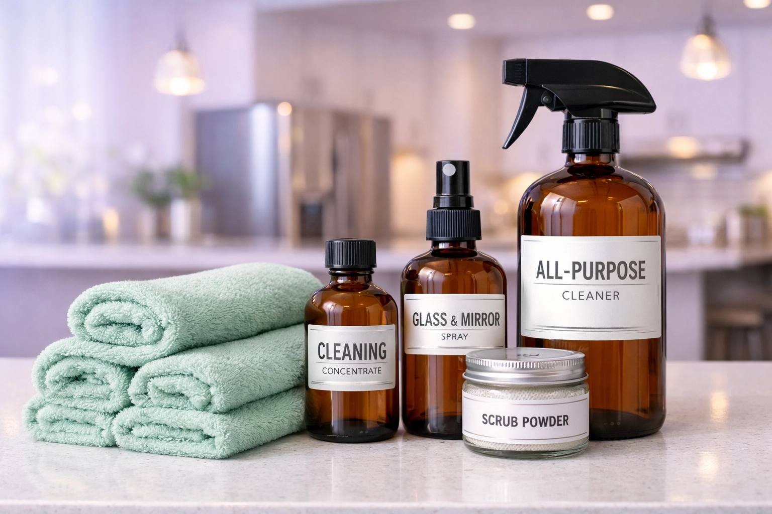 Organized professional cleaning supplies used for high-quality move out cleaning waterloo ia services.