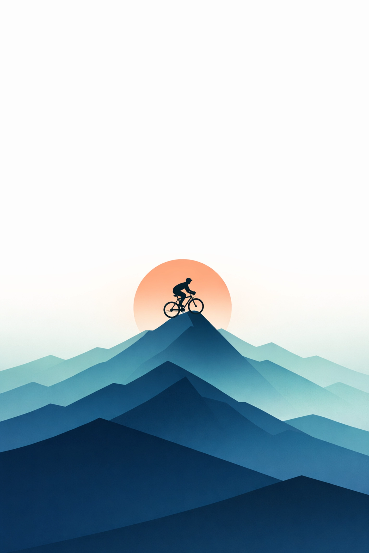 Cyclist reaching a mountain peak symbolizing fitness progress and success with structured training.