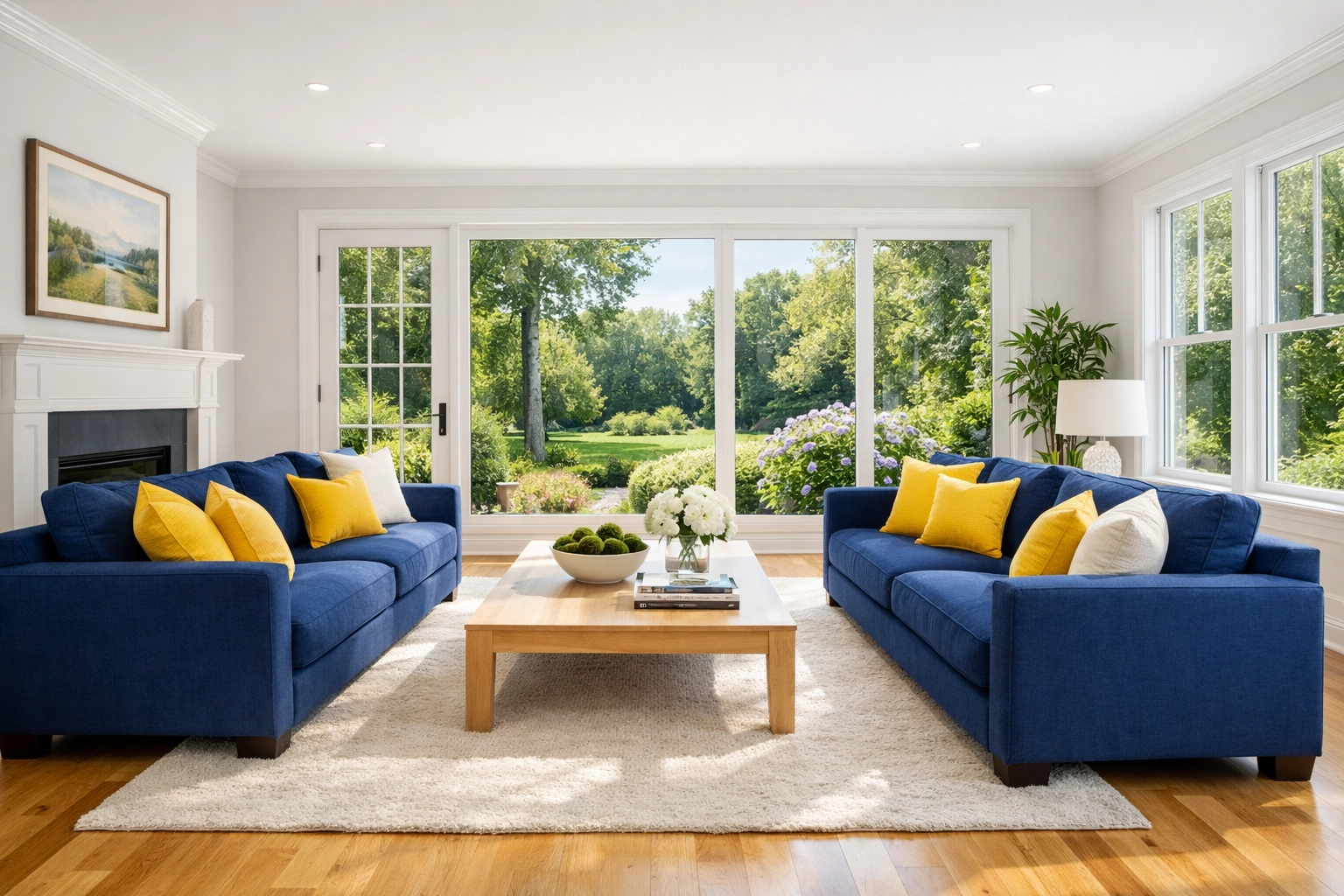 Clean and airy living room in Northborough, MA, showing the results of professional house cleaning services.