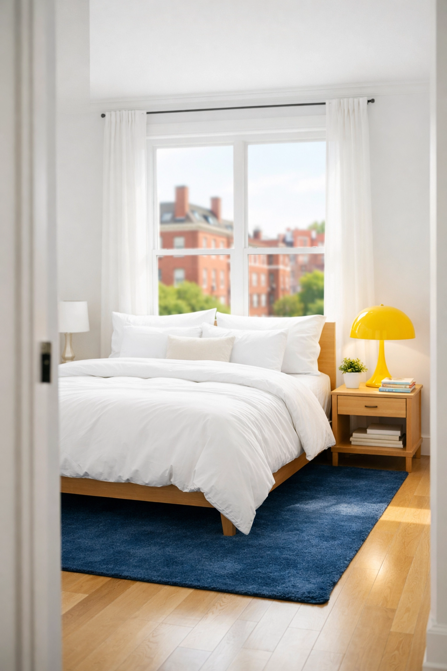 Clean Harvard Square apartment bedroom ready for moving in after move-out cleaning Cambridge.