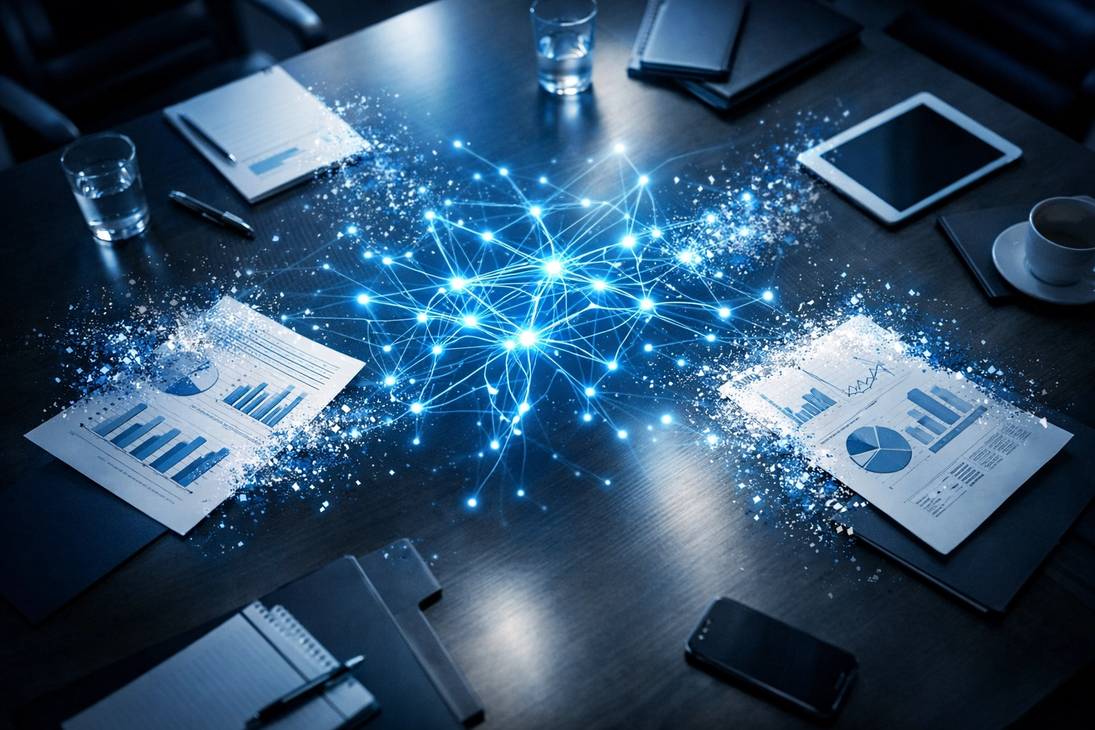 AI neural network integrating with traditional business systems and documents