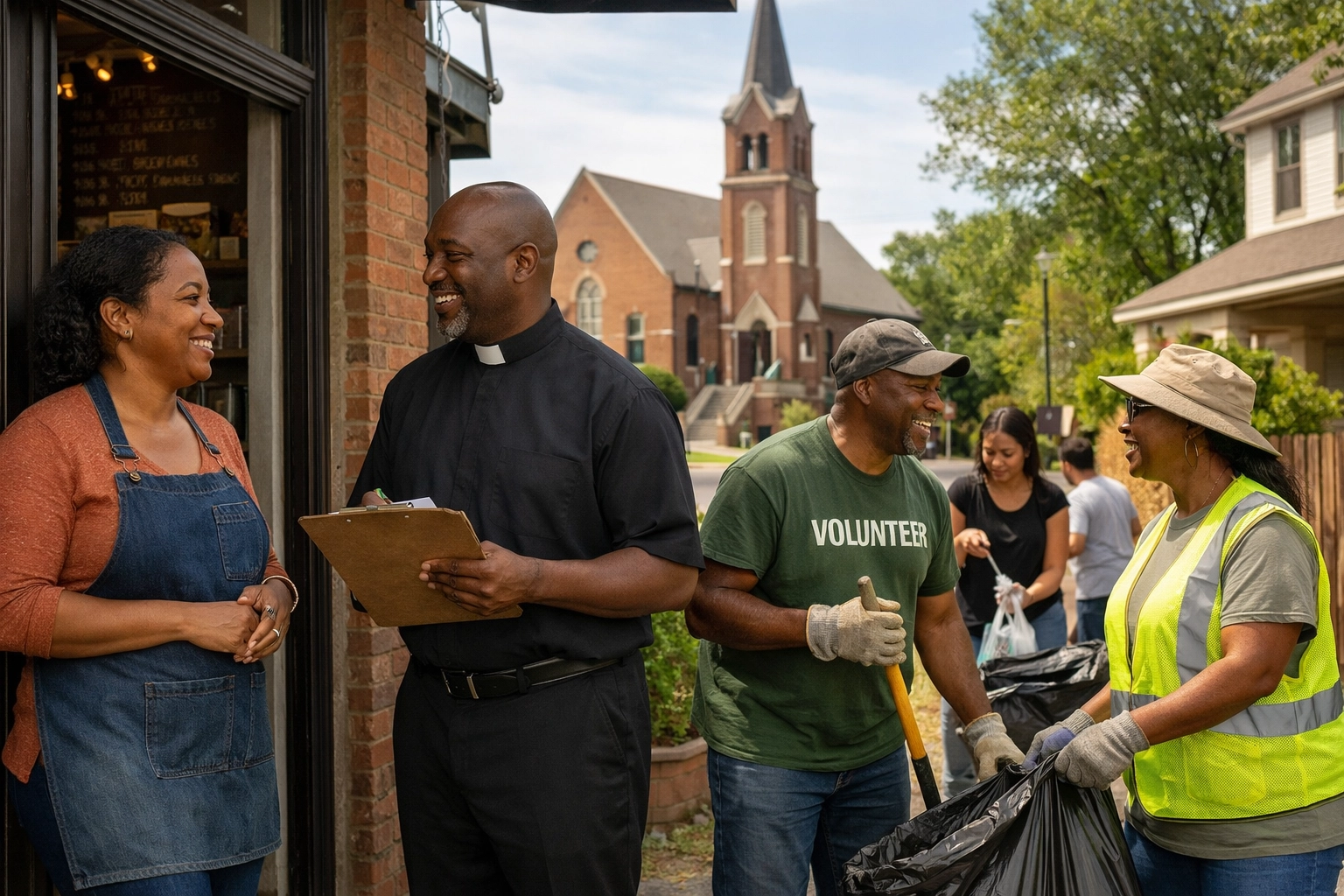 [HERO] A visual representation of church leaders and local business owners collaborating to build a thriving community.