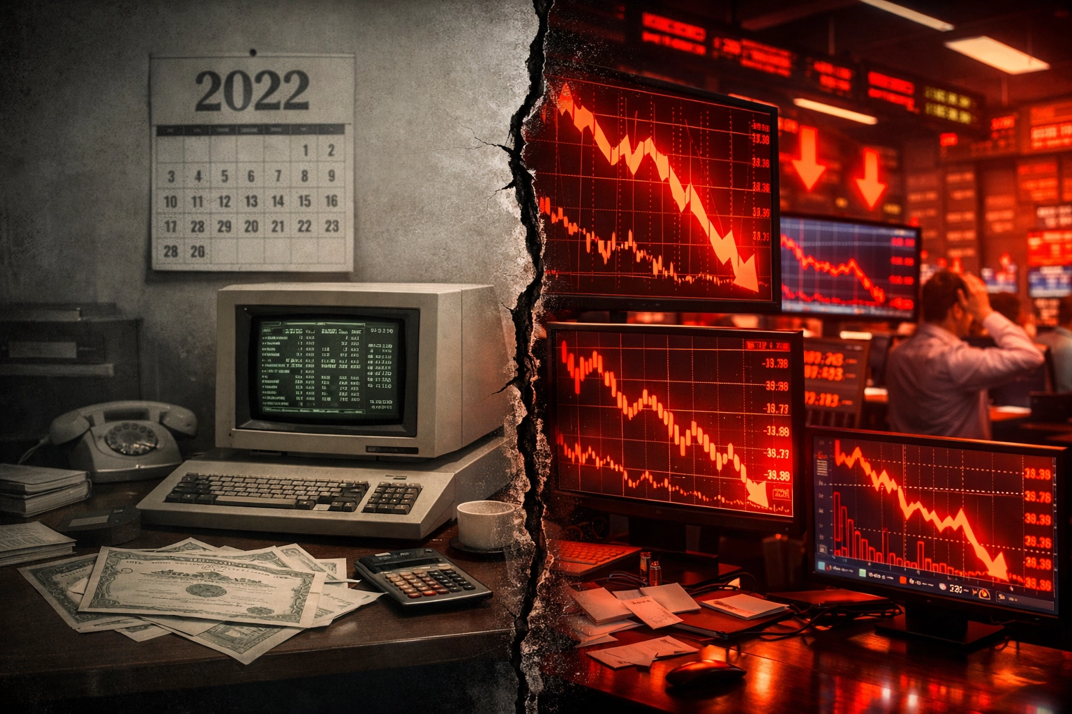 Market stress comparison showing traditional portfolio struggles during 2022 bear market decline