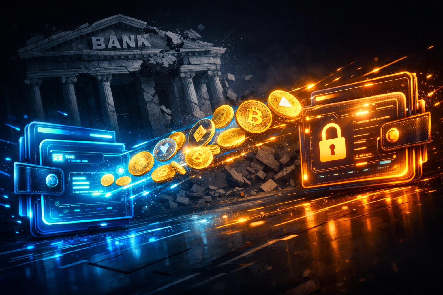 Direct crypto payment transfer between digital wallets bypassing traditional bank infrastructure for lower merchant fees