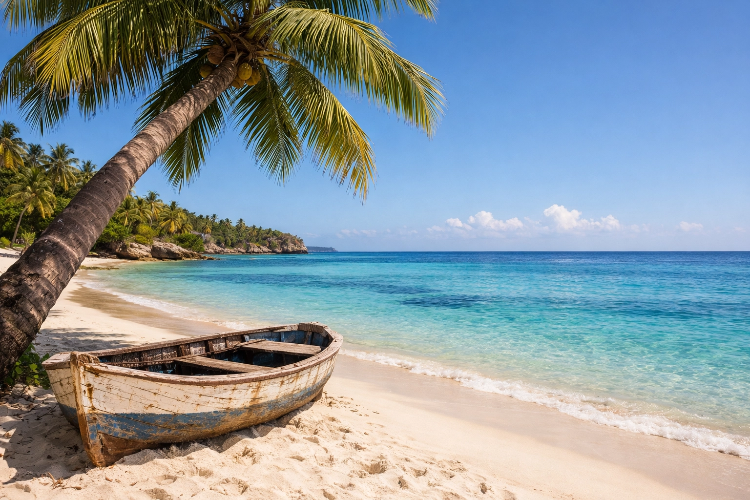 Stunning travel photography of a tropical beach in the Dominican Republic, ideal for finding work in 2026.