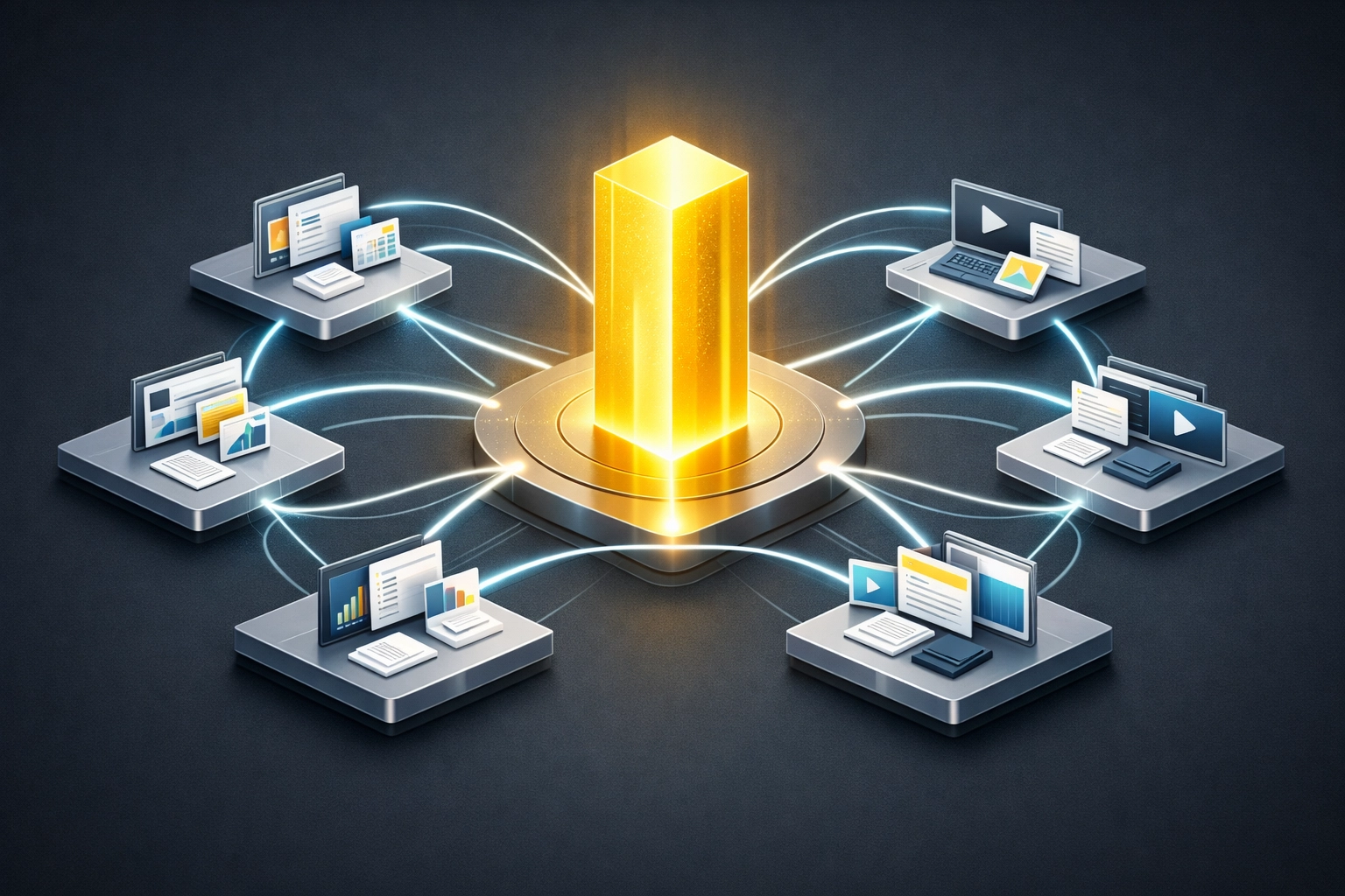 A digital content creation strategy diagram showing pillar and cluster articles for topical authority.